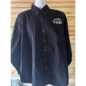 Larry The Cable Guy Git-R-Done Mens Black Button Down Shirt Large Jack Daniels